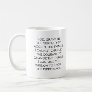 Serenity Prayer Copperplate Gothic Light Schrift Kaffeetasse