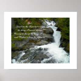 Serenity Prayer Forest Waterfall Fotografie Poster