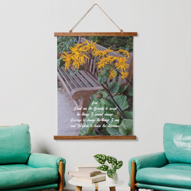 Serenity Prayer Garten Banca del Gottardo Wandteppich Mit Holzrahmen (Wohnzimmer)