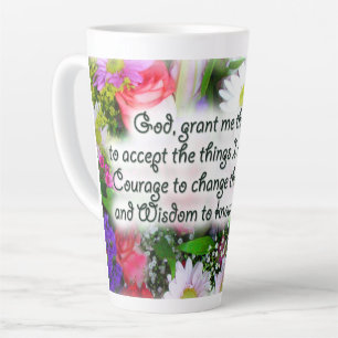 Serenity Prayer in Bouquet Design Milchtasse