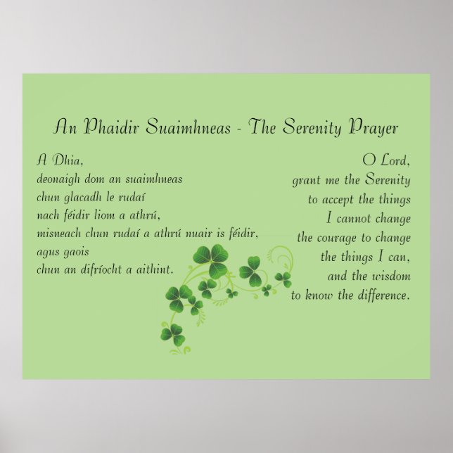 Serenity Prayer Irish English Poster (Vorne)