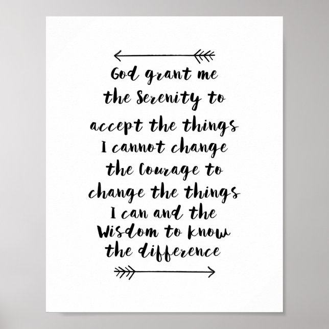Serenity Prayer Kalligrafie Print Poster (Vorne)