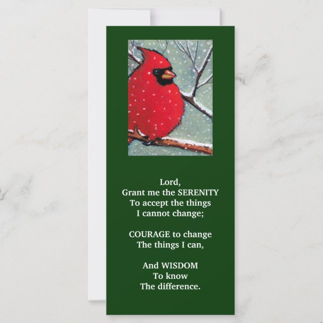 SERENITY PRAYER: KARDINAL, WINTER, BIRD ART (Vorderseite)