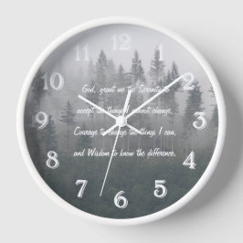 Serenity Prayer Misty Forest Große Wanduhr