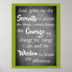 Serenity Prayer Modernes Green Chalkboard Poster