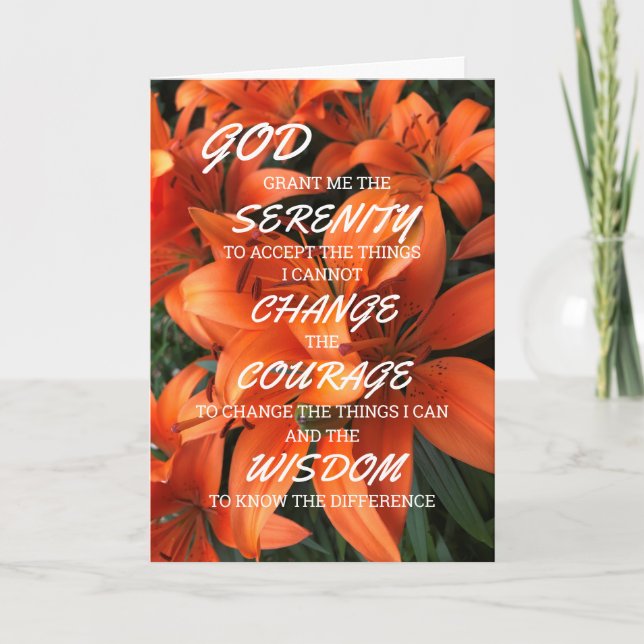 Serenity Prayer Orange Foto Karte (Vorderseite)