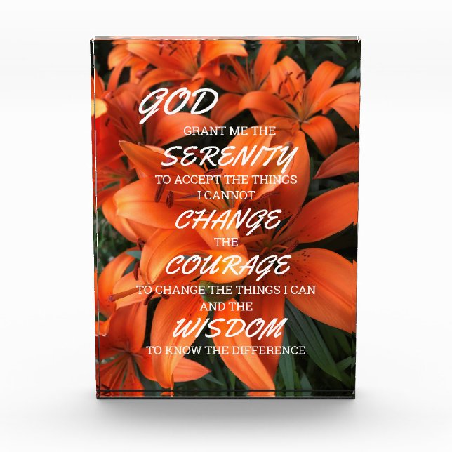 Serenity Prayer Orange Lily Floral Foto (Vorderseite)