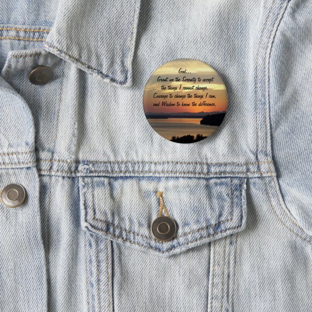 Serenity Prayer Orange Seascape Sunset Button (Beispiel)