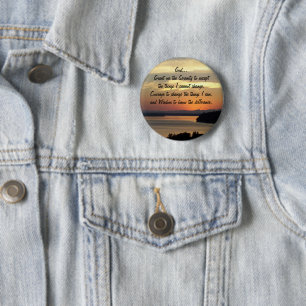 Serenity Prayer Orange Seascape Sunset Button