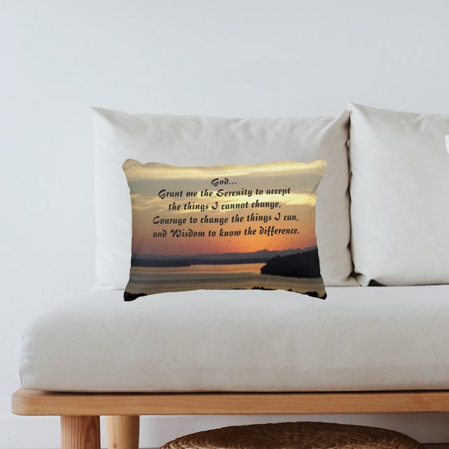 Serenity Prayer Orange Seascape Sunset Foto Dekokissen (In Situ)