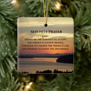 Serenity Prayer Orange Seascape Sunset Foto Keramikornament