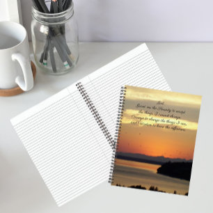 Serenity Prayer Orange Seascape Sunset Foto Notizbuch