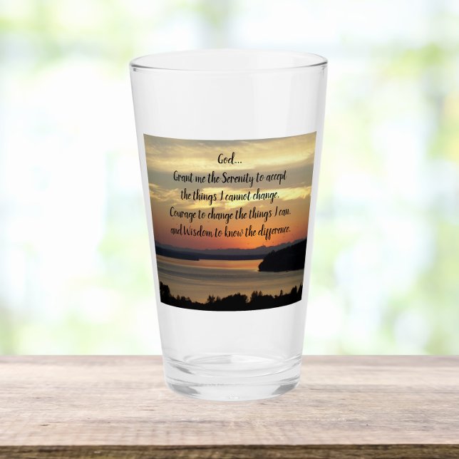Serenity Prayer Orange Seascape Sunset Glas (In Situ)