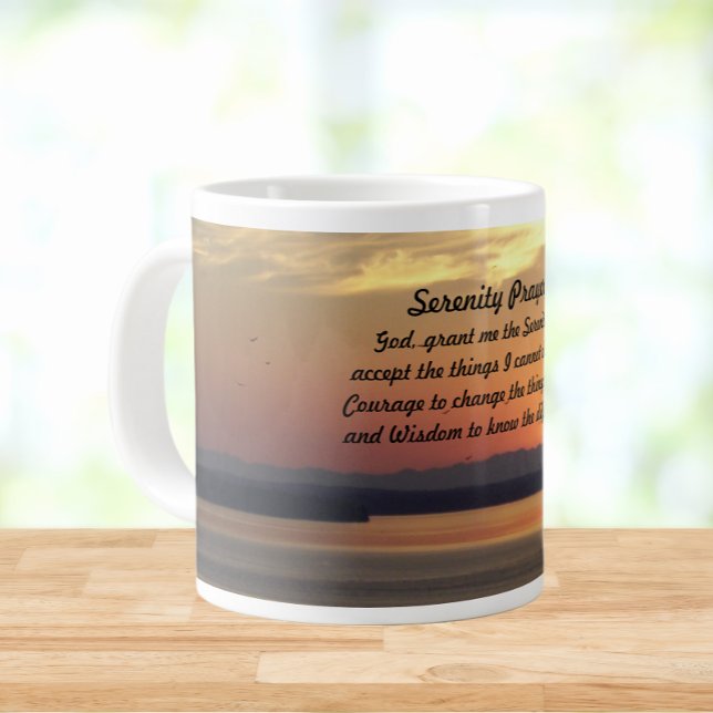 Serenity Prayer Orange Seascape Sunset Jumbo-Tasse (In Situ)
