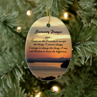 Serenity Prayer Orange Seascape Sunset Keramik Ornament