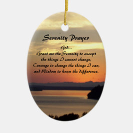 Serenity Prayer Orange Seascape Sunset Keramik Ornament