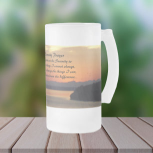 Serenity Prayer Orange Seascape Sunset Mattglas Bierglas