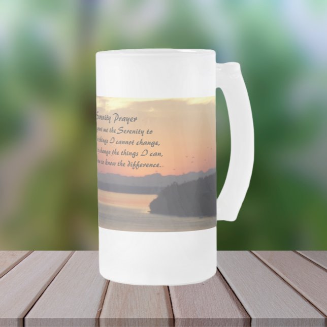 Serenity Prayer Orange Seascape Sunset Mattglas Bierglas (In Situ)