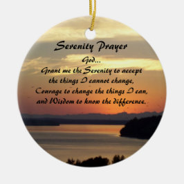 Serenity Prayer Orange Seascape Sunset Photo Keramik Ornament