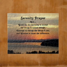 Serenity Prayer Orange Seascape Sunset Puzzle