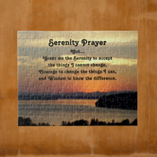 Serenity Prayer Orange Seascape Sunset Puzzle