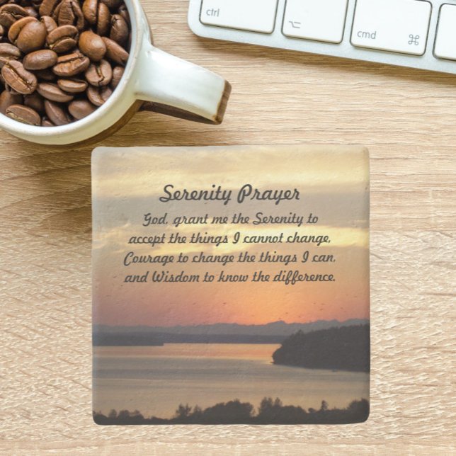 Serenity Prayer Orange Seascape Sunset Steinuntersetzer (In Situ)