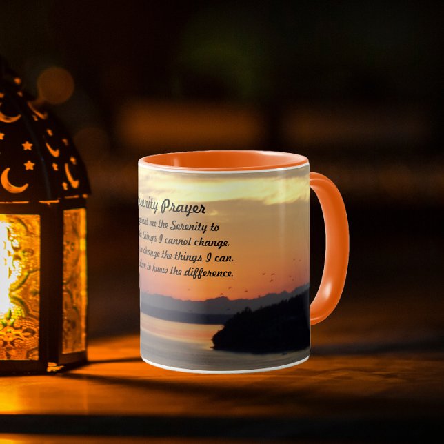 Serenity Prayer Orange Seascape Sunset Tasse (In Situ Candle)