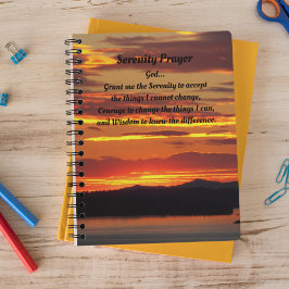 Serenity Prayer Orange Sunset Foto Notebook Notizblock