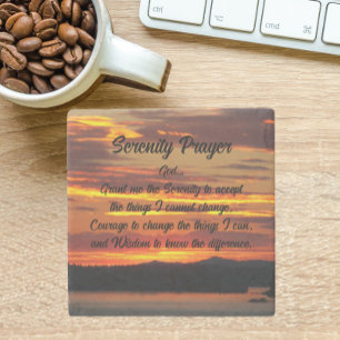 Serenity Prayer Orange Sunset Steinuntersetzer