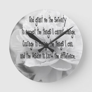 Serenity Prayer Peony Runde Wanduhr