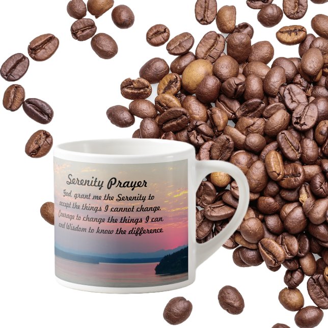 Serenity Prayer Pink Seascape Sunset Espressotasse (In Situ Coffee Beans)