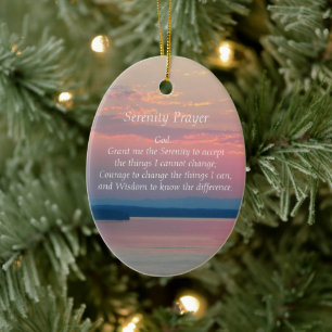 Serenity Prayer Pink Seascape Sunset Foto Keramikornament