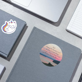 Serenity Prayer Pink Seascape Sunset Foto Runder Aufkleber