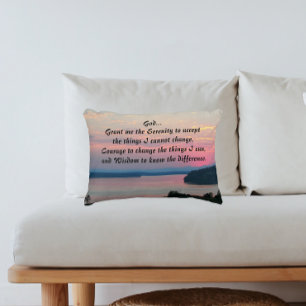 Serenity Prayer Pink Seascape Sunset Foto Zierkissen
