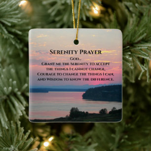 Serenity Prayer Pink Seascape Sunset Keramikornament