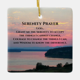 Serenity Prayer Pink Seascape Sunset Keramikornament