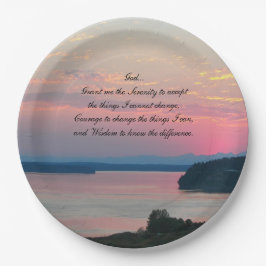 Serenity Prayer Pink Seascape Sunset Pappteller