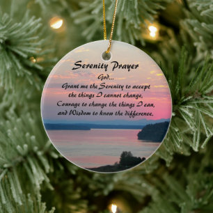 Serenity Prayer Pink Seascape Sunset Photo Keramik Ornament