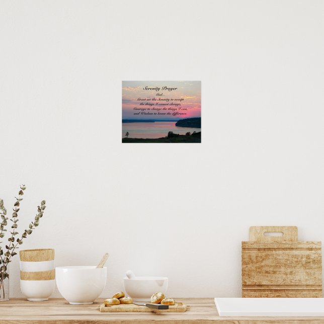 Serenity Prayer Pink Seascape Sunset Poster (Küche)