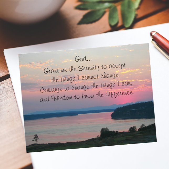Serenity Prayer Pink Seascape Sunset Postkarte (Von Creator hochgeladen)