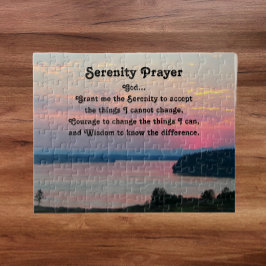 Serenity Prayer Pink Seascape Sunset Puzzle