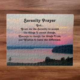 Serenity Prayer Pink Seascape Sunset Puzzle
