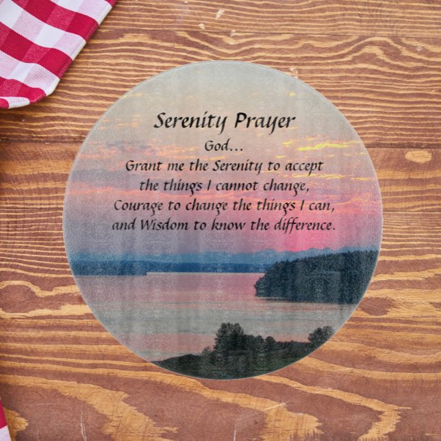 Serenity Prayer Pink Seascape Sunset Schneidebrett (In Situ)