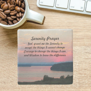 Serenity Prayer Pink Seascape Sunset Steinuntersetzer
