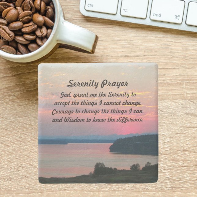 Serenity Prayer Pink Seascape Sunset Steinuntersetzer (In Situ)