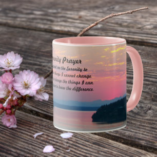 Serenity Prayer Pink Seascape Sunset Tasse