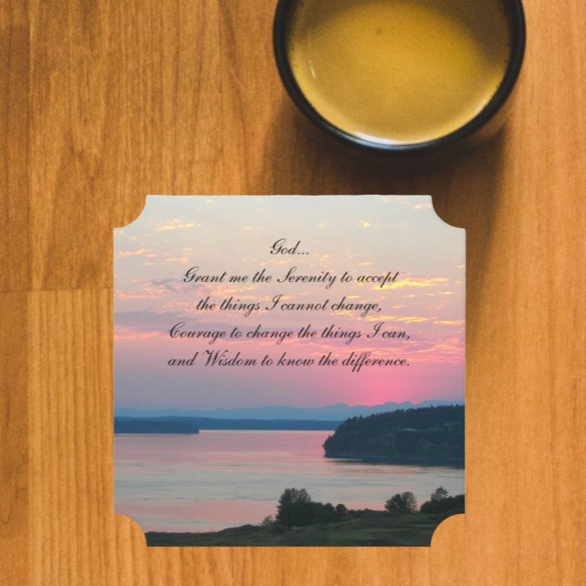 Serenity Prayer Pink Seascape Sunset Untersetzer (In Situ)