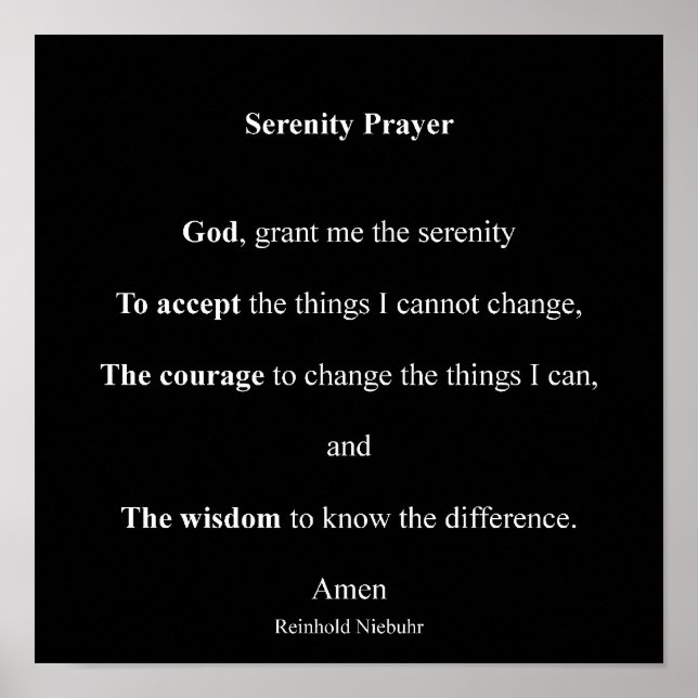 Serenity Prayer Poster (Vorne)