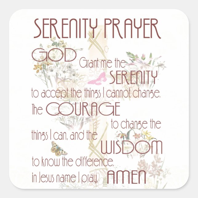 Serenity Prayer Quadratischer Aufkleber (Vorderseite)