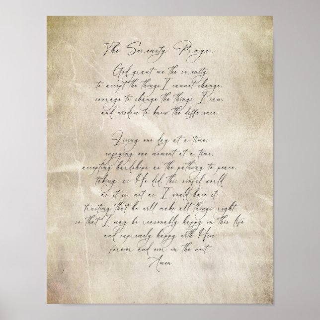 Serenity Prayer Quote Vintage Style Distressed  Poster (Vorne)